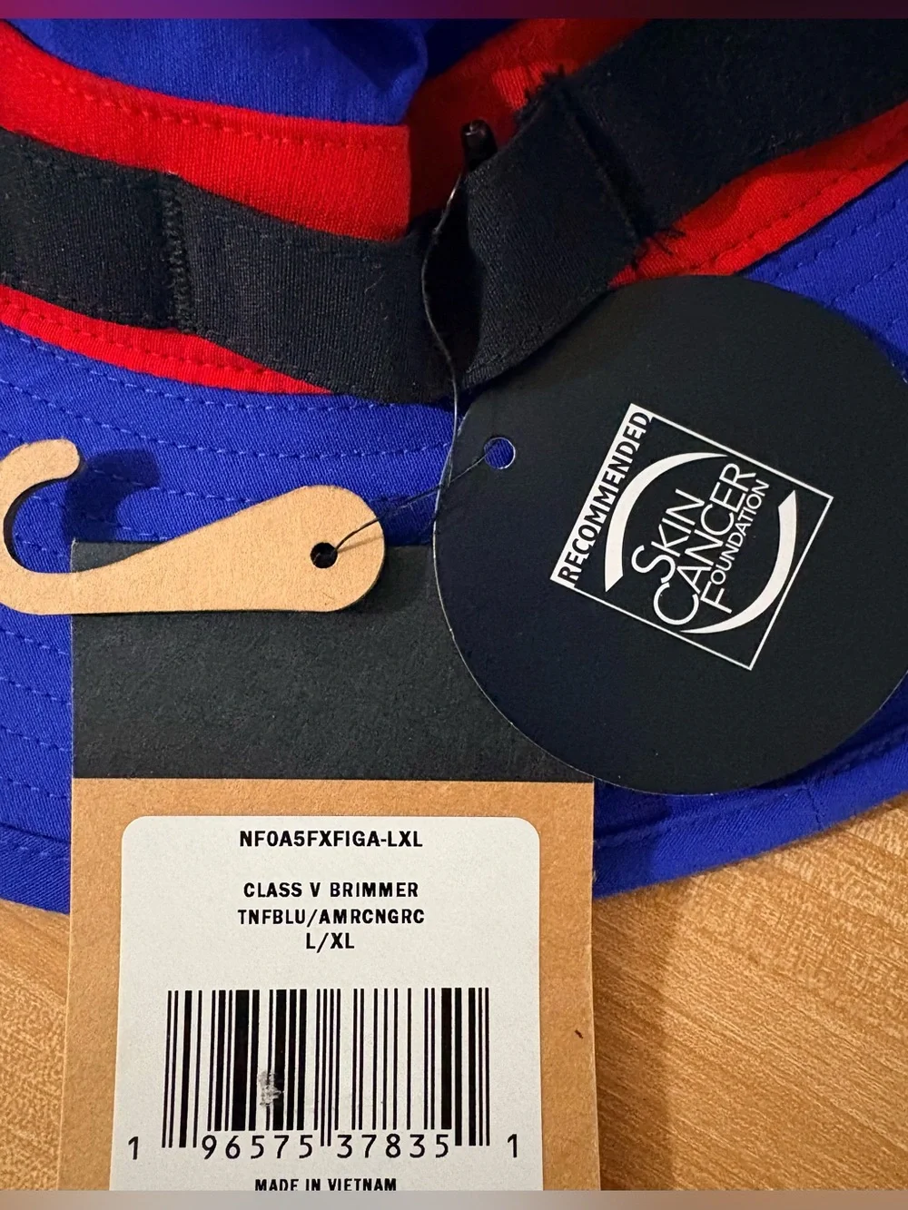 The North Face TNF Class V Brimme Bucket Hat Cap UPF 40+ Size L/XL Blue Red NWT